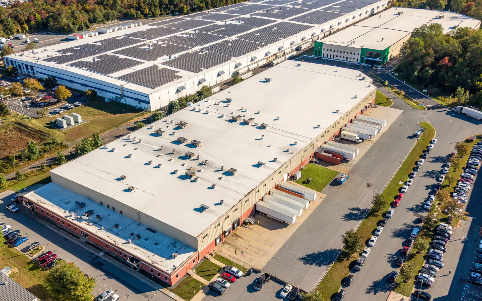 Aerial view of the Chesapeake Spice Belcamp, Maryland campus showing the original plant and the new facility together